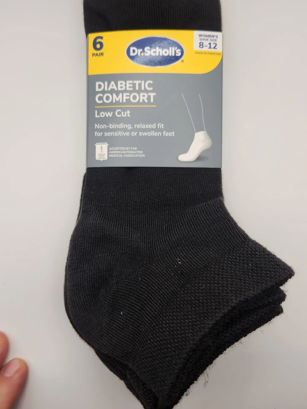 Dr. Scholl's Black Diabetic Comfort Ankle Socks - Black (6 Pair)